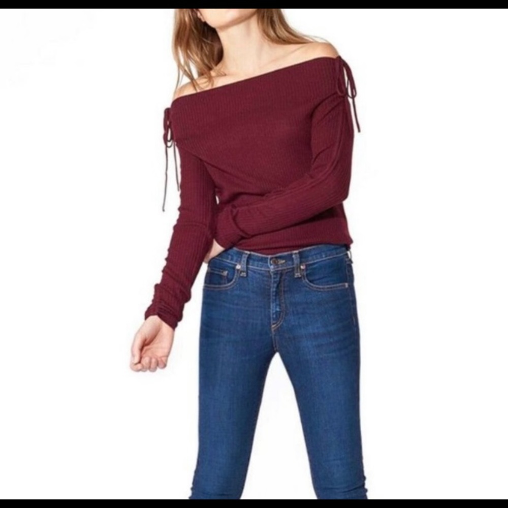 VERONICA BEARD Nolan Off-the-Shoulder Ballet merino Wool Sweater Med NWT $295